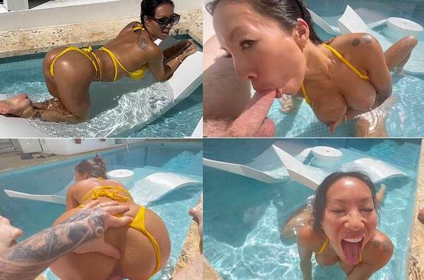 Asa Akira Jamaica Vacation Poolside Fuck