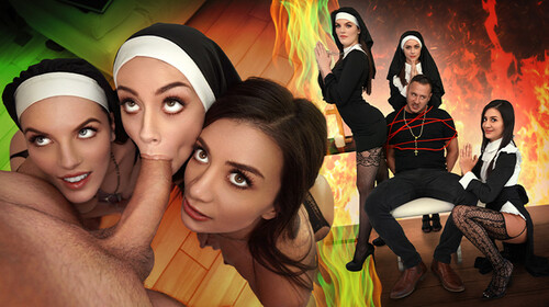 Natalie Brooks, Selena Love, Fiona Frost – Three Horny Nuns Fuck the Devil Out of Him
			
				 5